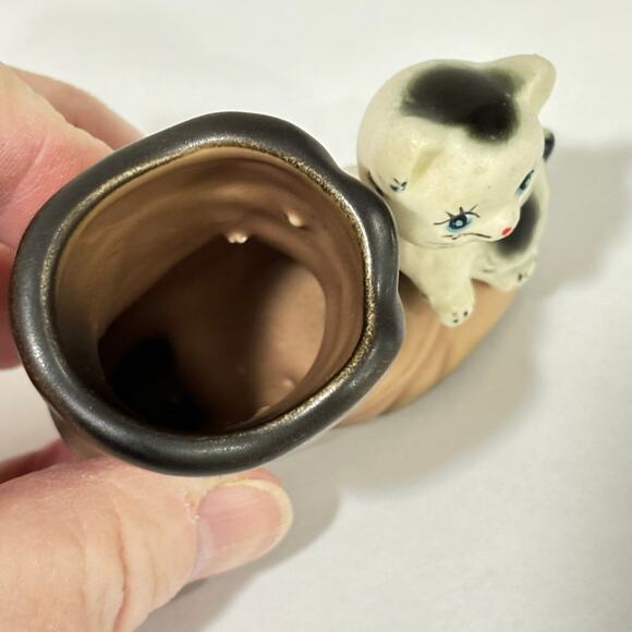 Norleans figural toothpick match holder ceramic porcelain kitten on boot figure - Picture 6 of 9